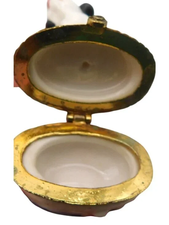 Dalmatian Dog Puppy Porcelain Trinket Box Hinged - Picture 7 of 8